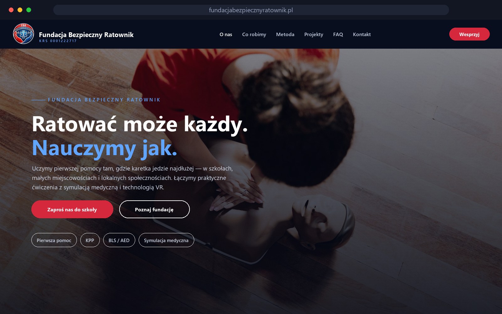 Strona internetowa Fundacji Bezpieczny Ratownik